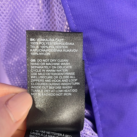 The North Face Purple Hooded Full Zip Windbreaker/Rain Jacket EUC XL Girls - Picture 3 of 17